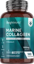 Marine Collageen tabletten - 1800mg - 180 tabletten voor 2 maanden voorraad - Collageen met Vitamine C - Gehydrolyseerd Marine Collageen met Type 1 en 3 Peptiden - Collageen tabletten gemaakt van natuurlijk Marine Collageen Poeder - van WeightWorld