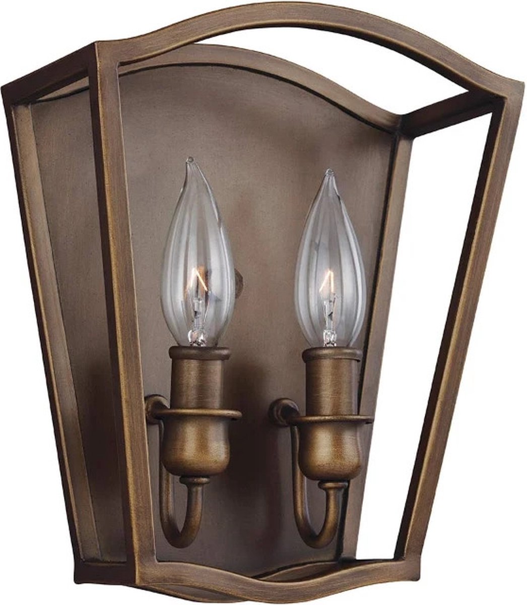 Feiss LED Wandlamp Yarmouth | 2X E14 Max 60W | Painted Aged Brass