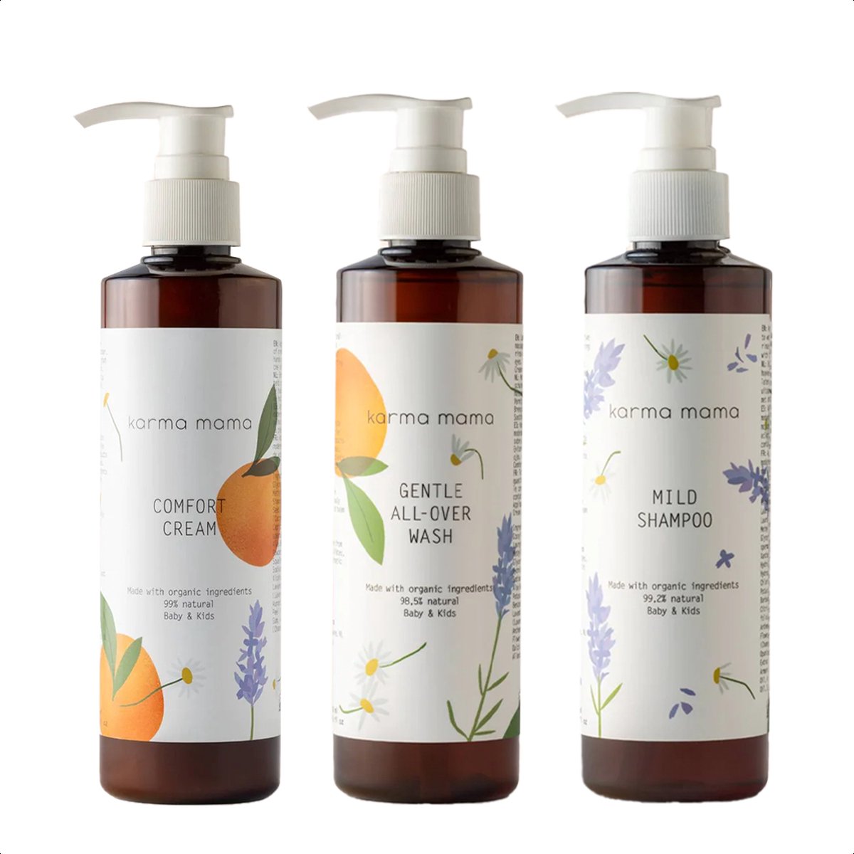 Goedkoopste Karma Mama Cleanse & Hydrate Trio Bundle - 250ml Baby Wasgel 250ml Baby Creme 250ml Baby Shampoo - Zwangerschap Cadeau