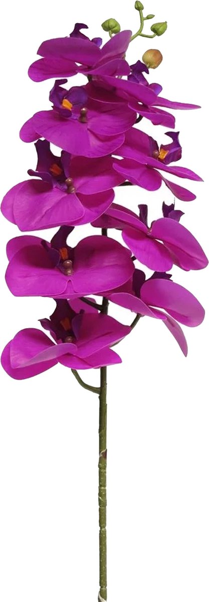 Bellatio Design Kunstbloem Orchidee Bora - fuchsia roze - 77 cm - losse stelen - kunst zijdebloemen - Phalaenopsis