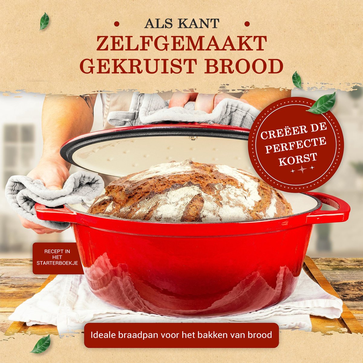 KRUSTENZAUBER 33 cm gietijzeren braadpan met deksel, geschikt voor de