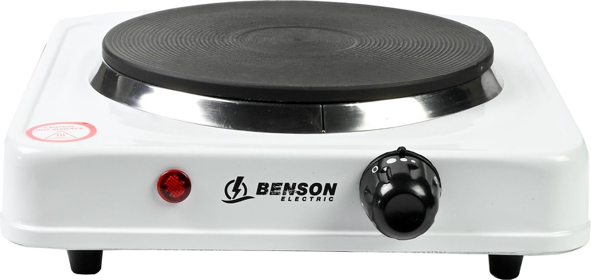 Benson Kookplaat Enkel - 21 x 21 x 6 cm - 1000 Watt - Wit