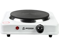 Benson Compacte elektrische kookplaat - 1000 watt - wit - 21 x 21 x 6 cm