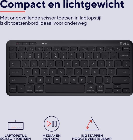 Trust Lyra Draadloos Zwart AZERTY Belgisch Toetsenbord