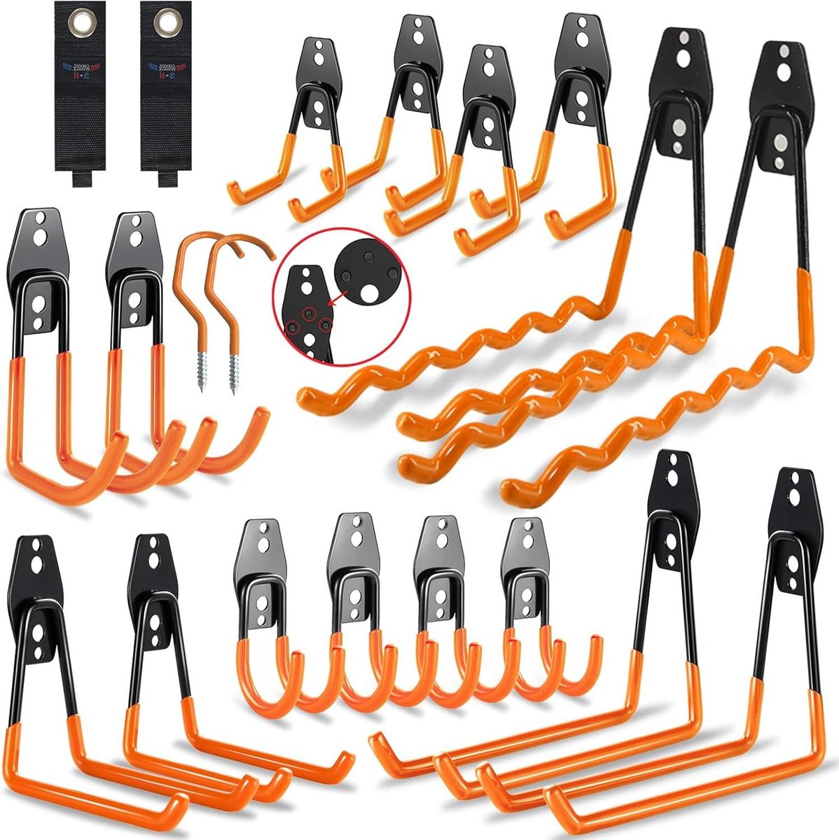 Opslag Haken 20 stuks- Muurhaken voor Garage Opslag- Ladderhaken voor Organiseren Elektrisch Gereedschap- Bulk Artikelen(oranje)