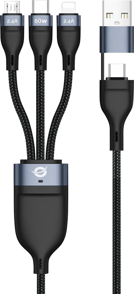 Conceptronic ETTA05B15 USB-kabel 1,5 m USB 2.0 USB C USB C/Micro-USB B/Lightning Zwart