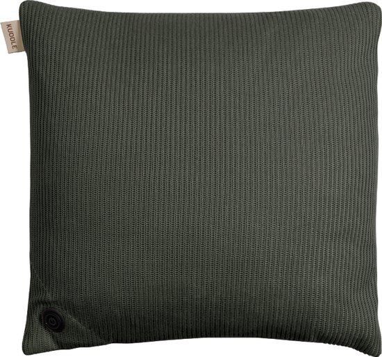 Kuddle Warmtekussen Oplaadbaar - Gebreid 'Olive Green' 45x45cm - Draadloos & Elektrisch - Inclusief Powerbank