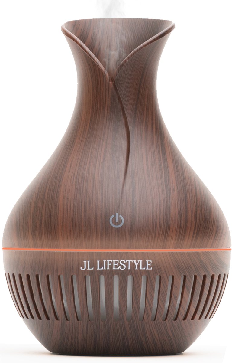 Goedkoopste JL Lifestyle® Aroma Diffuser luchtbevochtiger met LED verlichting - diffuser aromatherapie - Geschikt voor Aromatherapie olie - 130 ML - Hout Design - Donker bruin