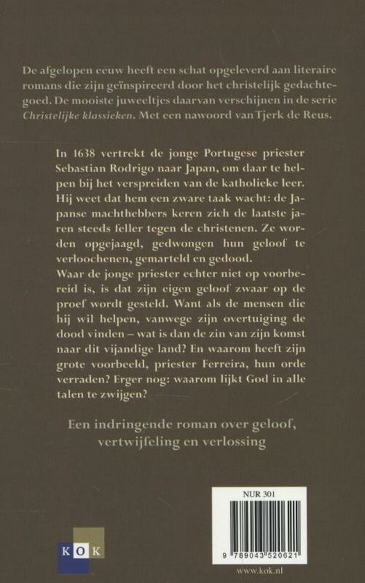 Achterkant van een boek met Nederlandstalige tekst over een Portugese priester die naar Japan reist.