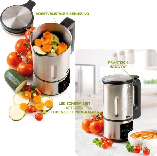 DOMO DO727BL Soepmaker Domo ‘My Soup Express’ - 1,2L - 6 programma’s - Voor confituur en sojamelk - RVS - Zwart van Domo — afbeelding 5