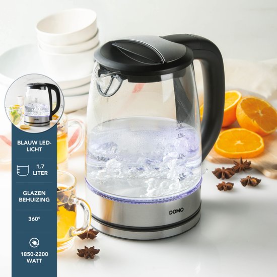 Teesa TSA1511W - Elektrische glazen waterkoker, 1,7 liter, wit | Online bestellen bij Gizmo Retail - Gizmo Retail