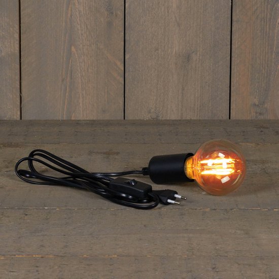 Anna's Collection Fitting Zwart - plastique - 3M - 6 x 4,2 cm - avec lampe LED rétro