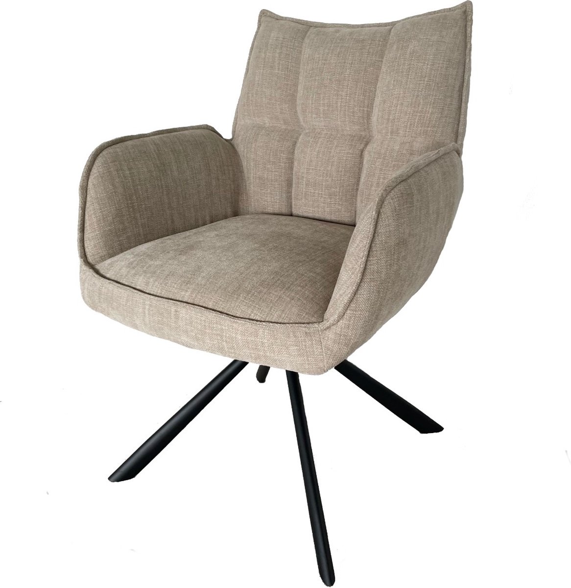 Giga Living Eetkamerstoel Beige Stof - Draaibaar - 65x59x86cm - Select Marilla - Giga Living