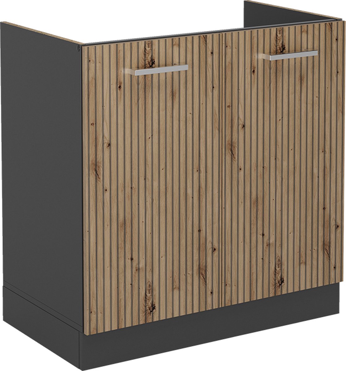 Vicco R-Line Wastafelkast – 80 cm, WB Antraciet Artisanaal eiken
