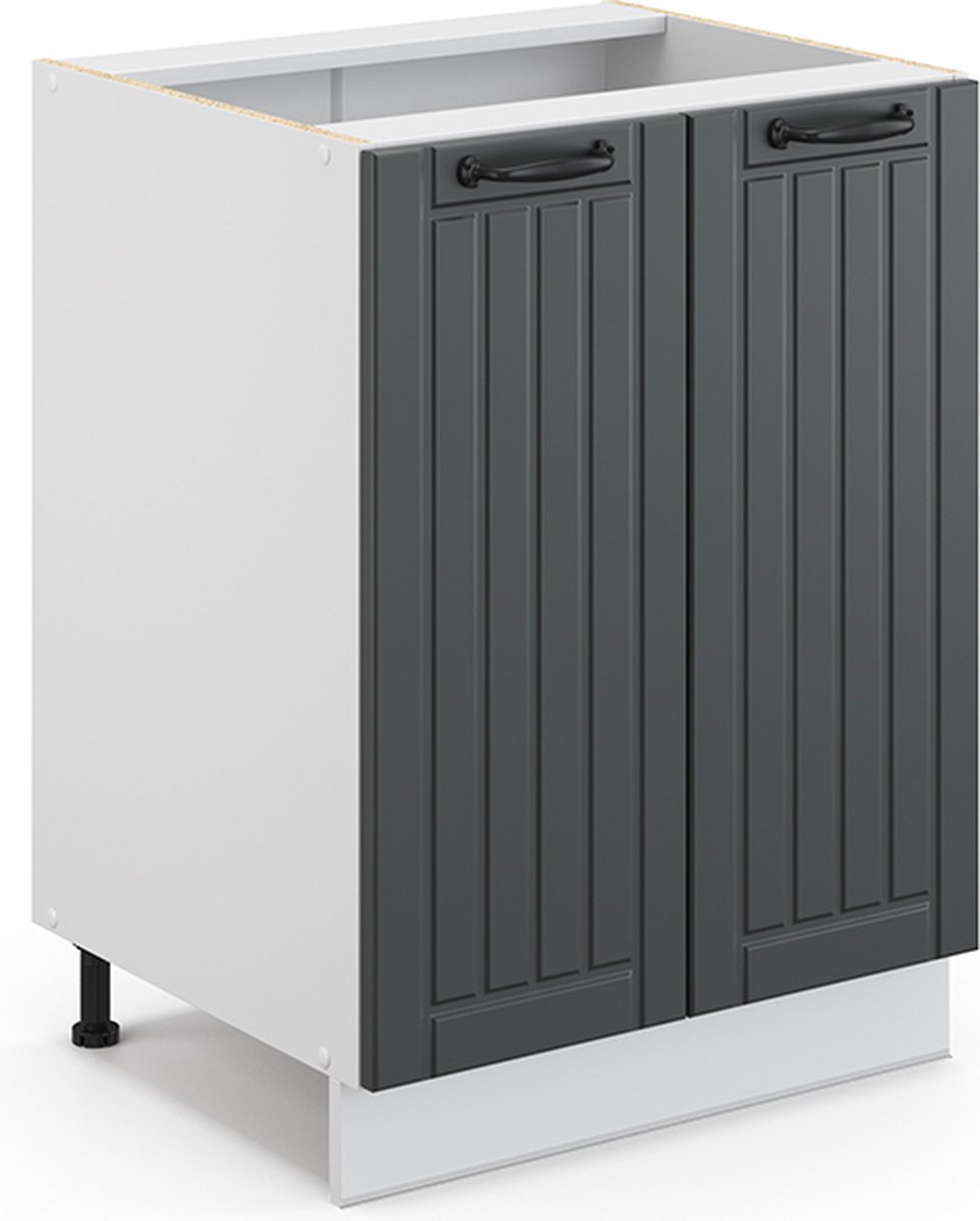 Vicco Fame-Line Keukenonderkast – 60 cm, WB Antraciet Antraciet landhuis Donkergrijs/Wit