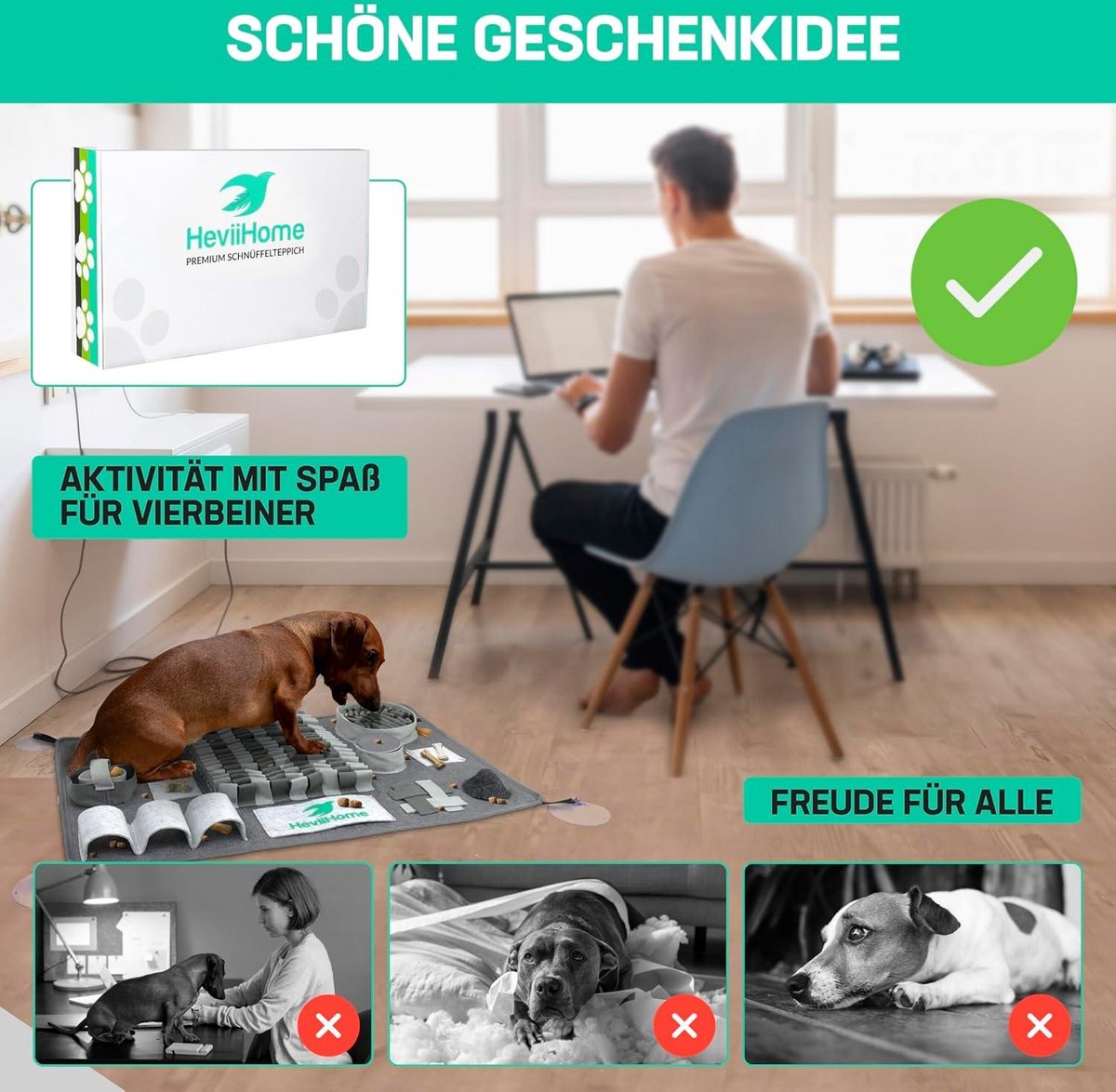 MIXBEL Snuffeltapijt voor honden, groot, snuffelmat, hondenspeelgoed, denkspel en snuffeltapijt, intelligent speelgoed voor honden, voor kleine, grote honden en katten
