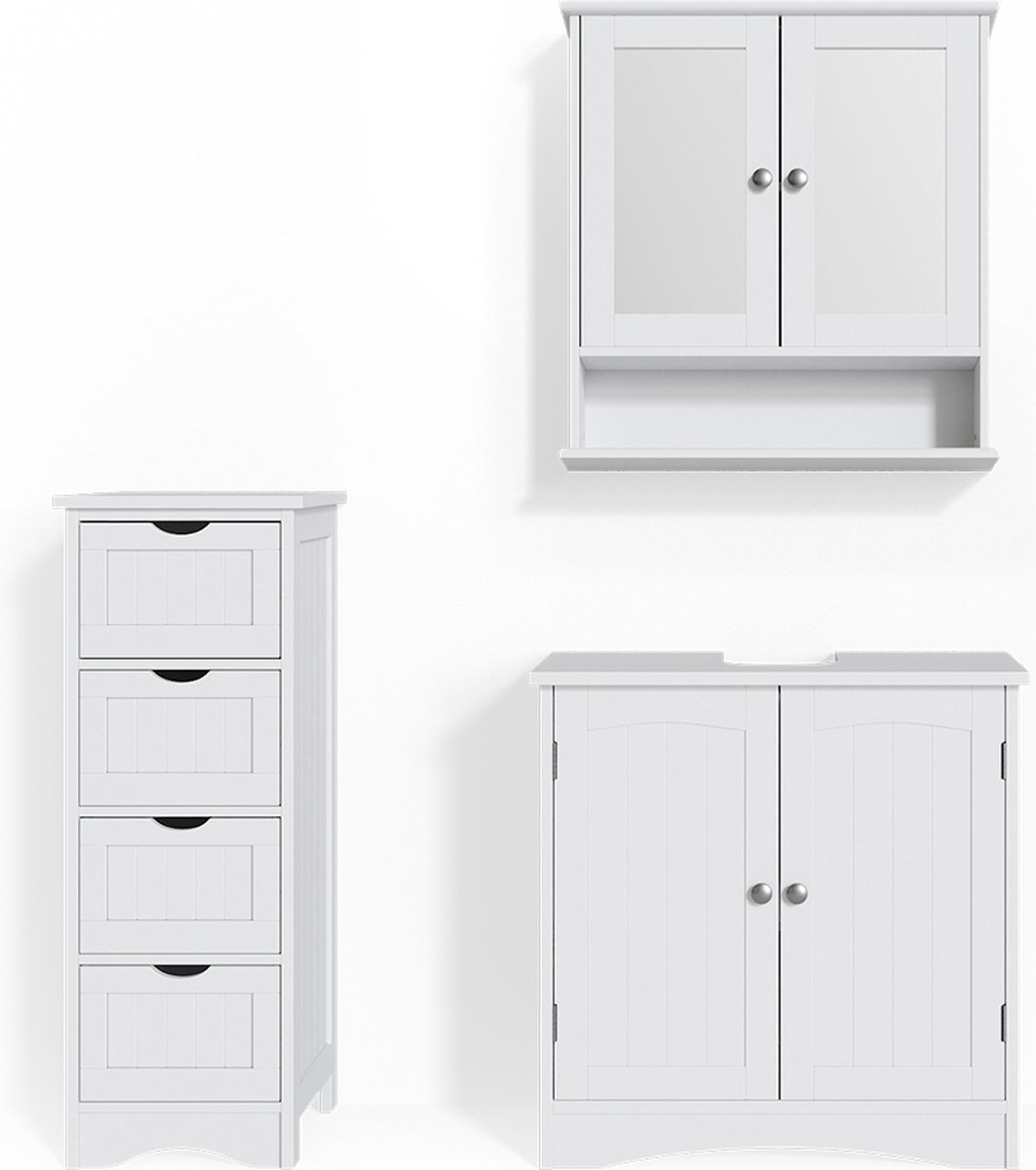 Vicco Badkamermeubel set Bianco, Wit, 3-delig