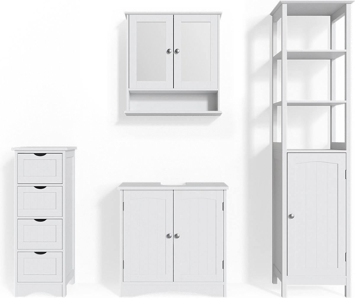 Vicco Badkamermeubel set Bianco, Wit, 4-delig