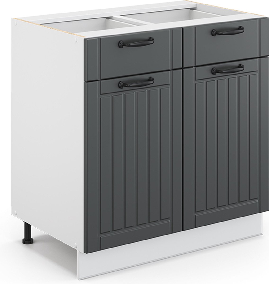 Vicco Fame-Line Keukenonderkast – 80 cm zonder werkblad Antraciet landhuis Donkergrijs/Wit