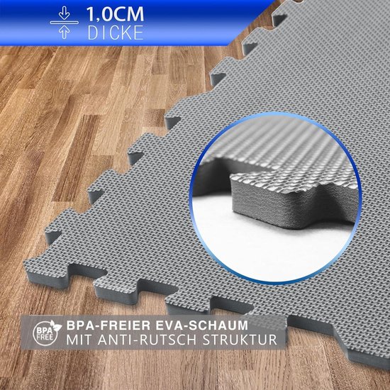 Sport Mat Trainings Mat - Beschermende Mat Puzzel Mat - Zwembad Mat Vloer Bescherming Onderlaag - Fitness Ruimte Grijs 30x30x1cm 18 stuks van Monzana — afbeelding 5