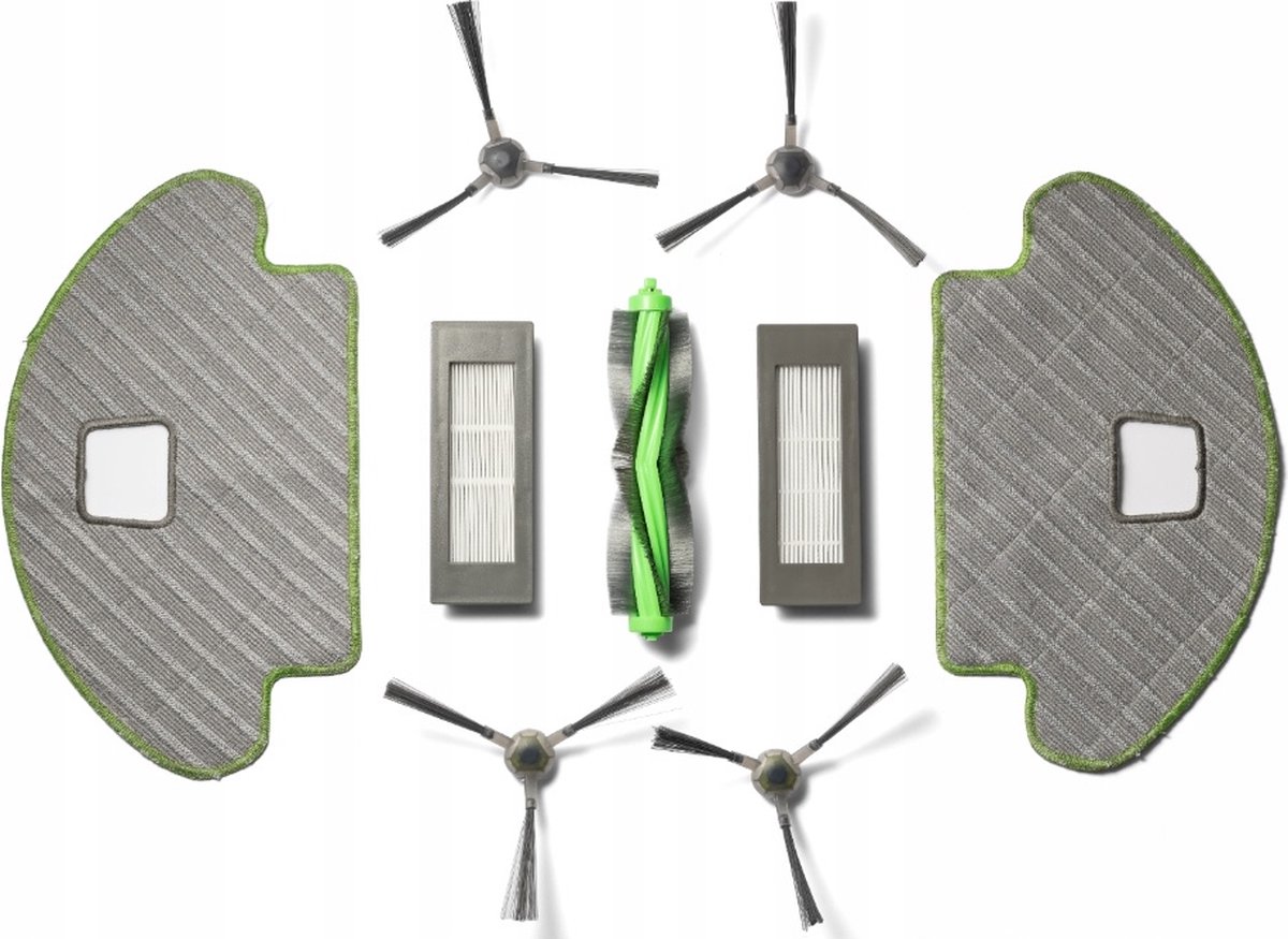 Accessoireset voor iRobot Roomba Combo-schoonmaakrobot - Borstel en filterset voor iRobot Roomba Combo - Hoogwaardige vervanging Inhoud verpakking: 4 stuks x zijborstels 2 stuks x Hepa filters 1 st. x hoofdborstel 2 stuks x mop