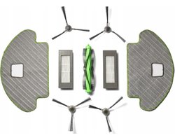Accessoireset voor iRobot Roomba Combo-schoonmaakrobot - Borstel en filterset voor iRobot Roomba Combo - Hoogwaardige vervanging Inhoud verpakking: 4 stuks x zijborstels 2 stuks x Hepa filters 1 st. x hoofdborstel 2 stuks x mop