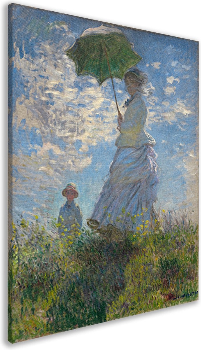 Vrouw met een parasol - Claude Monet portret - Parasol schilderij - Schilderijen canvas Ob