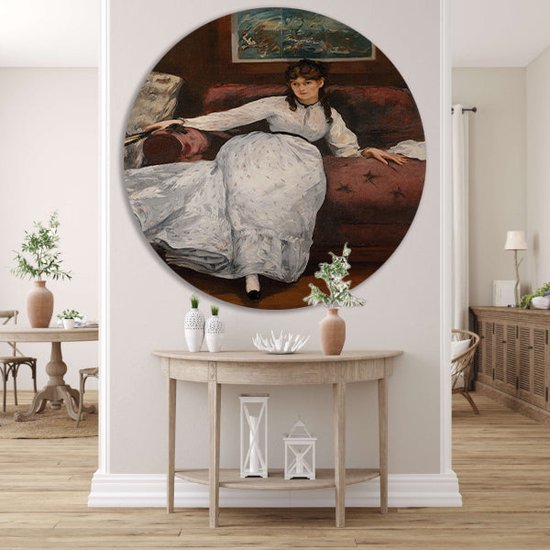 Repos - Édouard Manet tableau rond - Femme cercle mural - Cercles muraux Portrait - Peinture Vintage - Forex - Décoration murale chambre cercle mural forex 80x80 cm