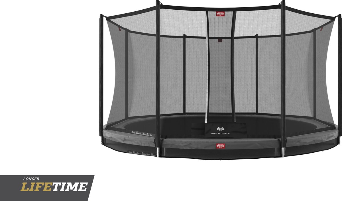 BERG Favorit InGround 380 Trampoline - Safety Net Comfort - Grijs