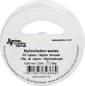 Glorex hobby nylon draad - wit - 0.8 mm x 25 meter - knutselen - scheurvast