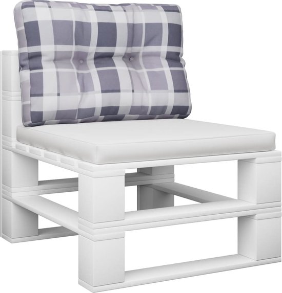 vidaXL Tuinset Pallet - Grenenhout - Grijs Kussen - Tafel 60x60x36.5cm