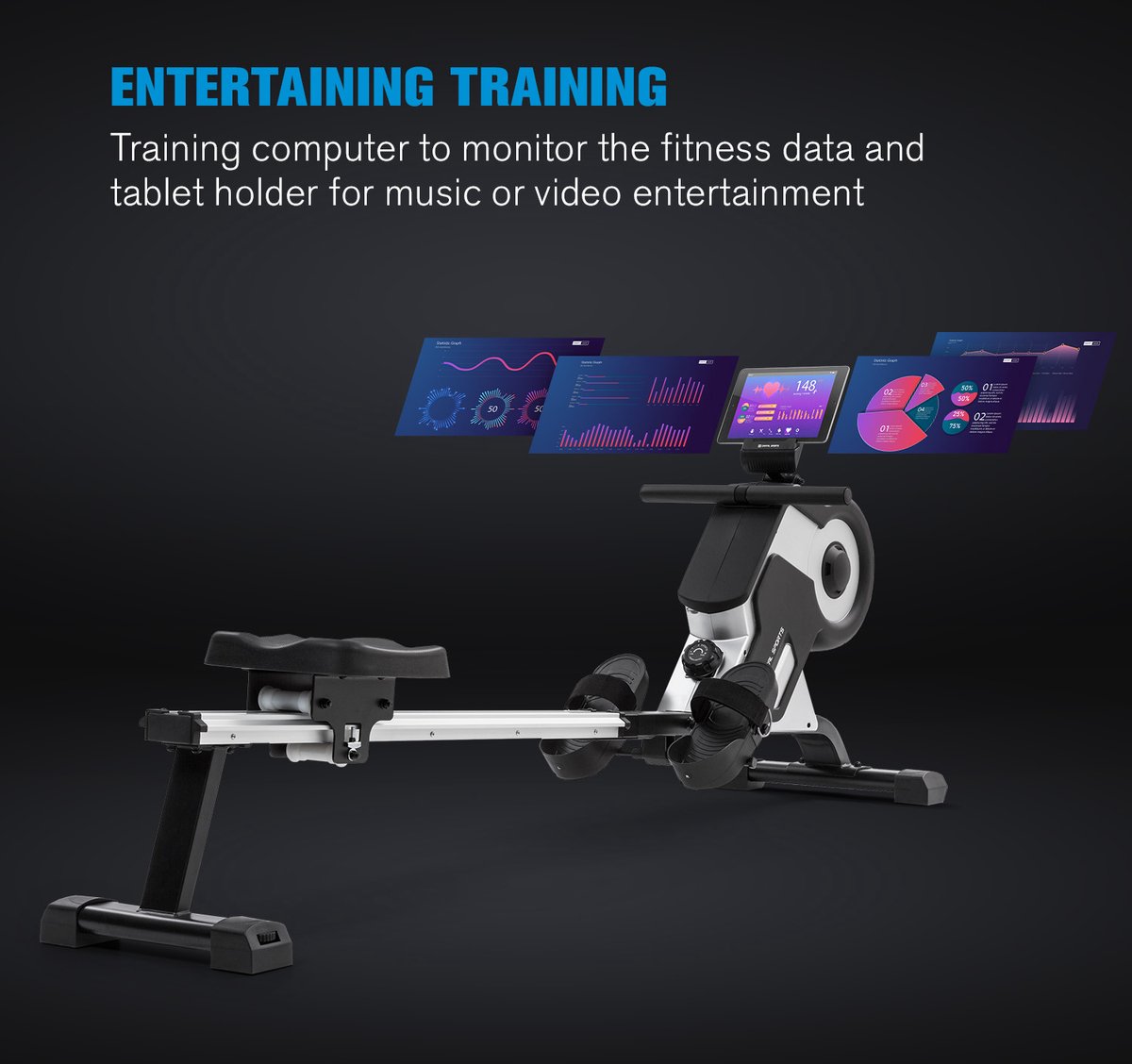 CAPITAL Stream M1 Roeitrainer Aluminium Zwart/Zilver - afbeelding 2