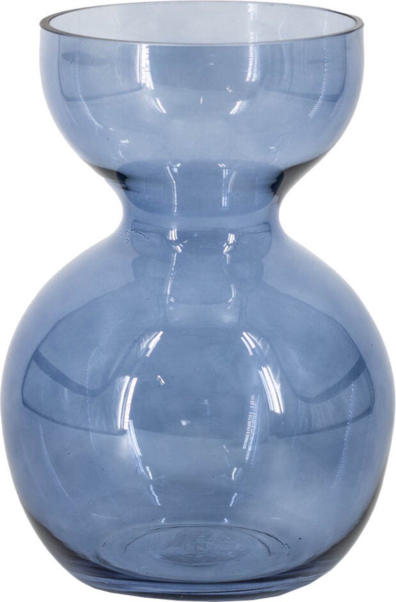 homebound by ky Glazen vaas blauw | 17,6x17,6x25,3cm | bloemenvaas blauw