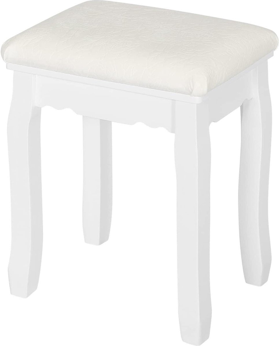 Make-upkruk landelijke stijl fluweel pianokruk slaapkamer - 38 x 45 x 285 cm - wit