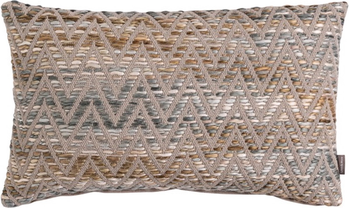 Linen & More Tye And Dye Acrylic Zigzag Gre Kussen | 30 X 50 | Sierkussen Voor Woonkamer Of Slaapkamer Multi Grijs