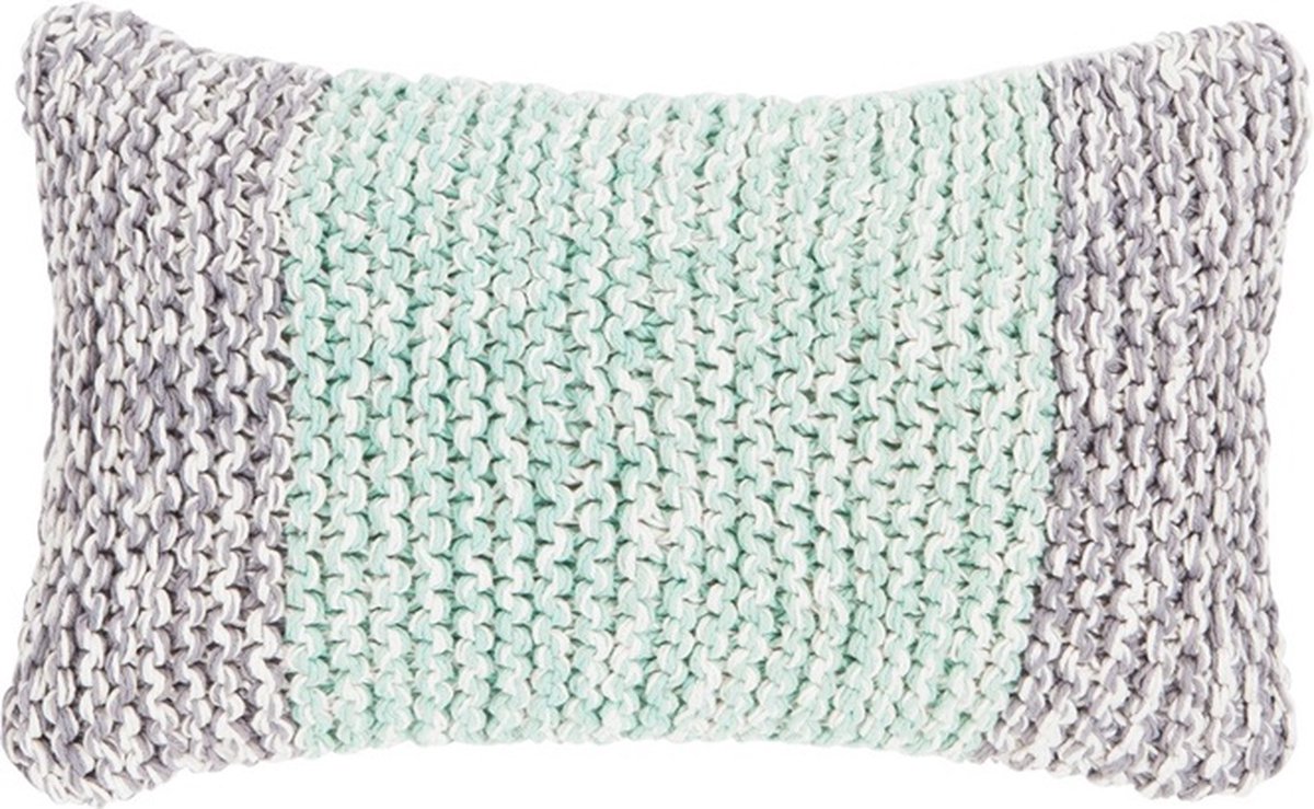 Linen & More Melange Knit Harbour Groen Kussen | 30 X 50 | Sierkussen Voor Woonkamer Of Slaapkamer