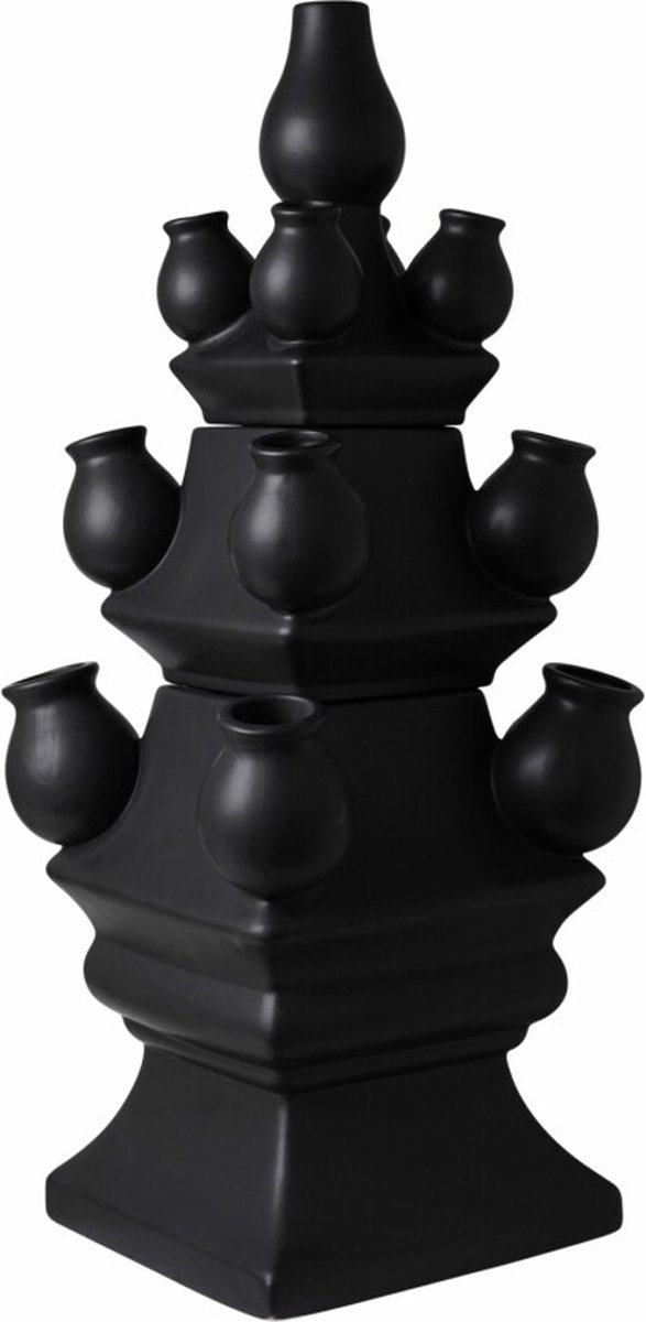Heinen Delfts Blauw Tulpenvaas XL - 3-delig - Zwart - Keramiek - 51 cm