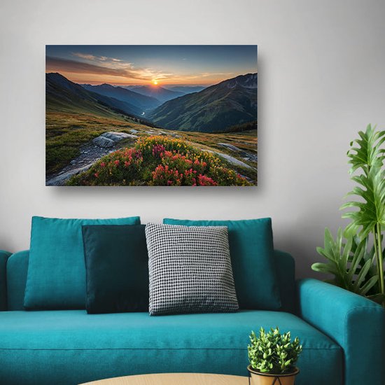 Tableaux de paysages de montagne - Décoration murale nature - Tableaux sur toile Fleurs - Tableau rural - Tableau sur toile salon - Décoration murale chambre toile 70x50 cm