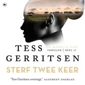 Boekcover van 'Sterf twee keer' met Tess Gerritsen, een Rizzoli & Isles thriller, deel II. Een olifantenkudde in de savanne op de achtergrond.