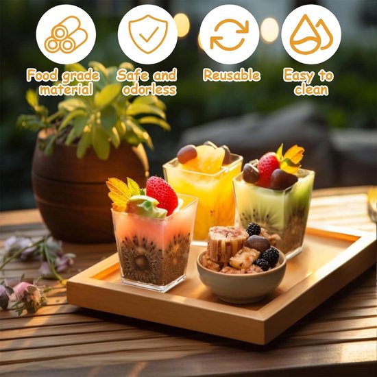 Lot De 30 Verres à Dessert En Plastique 160ml Avec Couvercle Et Cuillère - Gobelets Réutilisables Pour Fêtes Et Occasions Spéciales