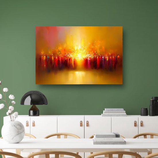 Tableaux volcan - Décoration murale nature - Peinture sur toile Explosion - Tableau Vintage - Tableaux sur toile salon - Toile d'art 60x40 cm