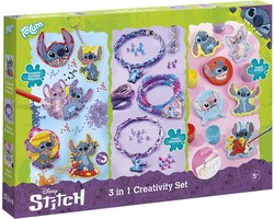 foto van Disney Lilo en Stitch Totum 3 in 1 knutselset - armbandjes, gips gieten diamond painting magneten en sleutelhanger - cadeautip knutselen creatief speelgoed