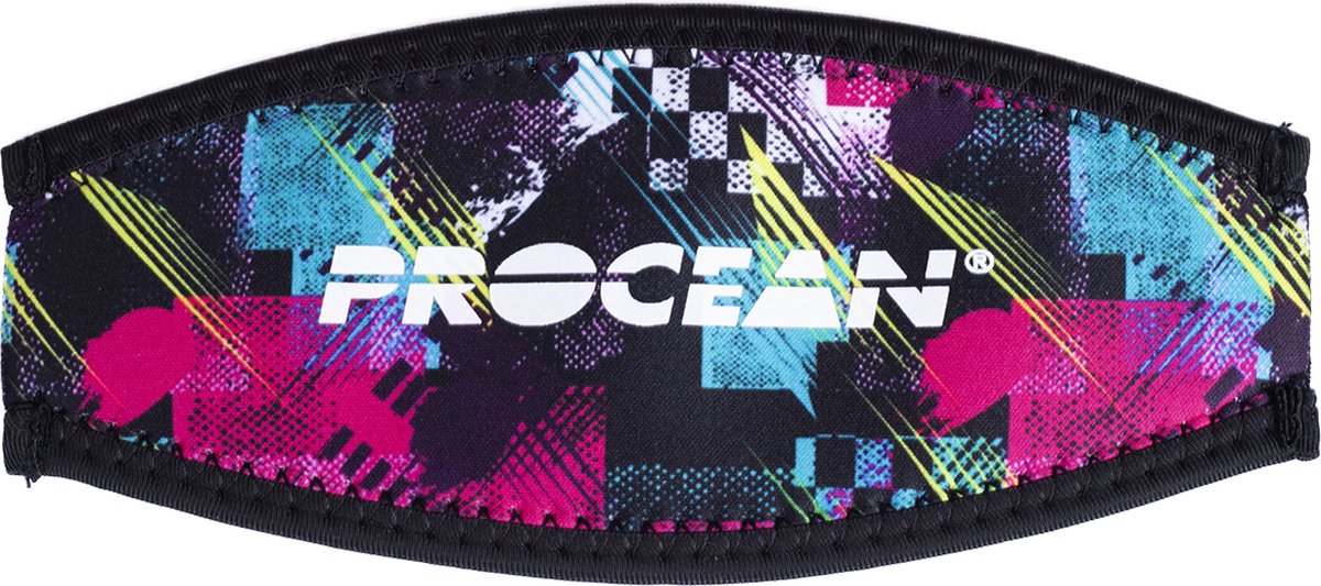 Maskstrap | Neopreen slide | Zwart, blauw en roze