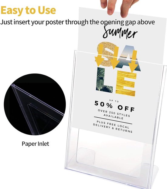 Perspex Folder Acryl Poster Menu Houder - 5 x A4 Lean to Perspex Folder Display Stands ...