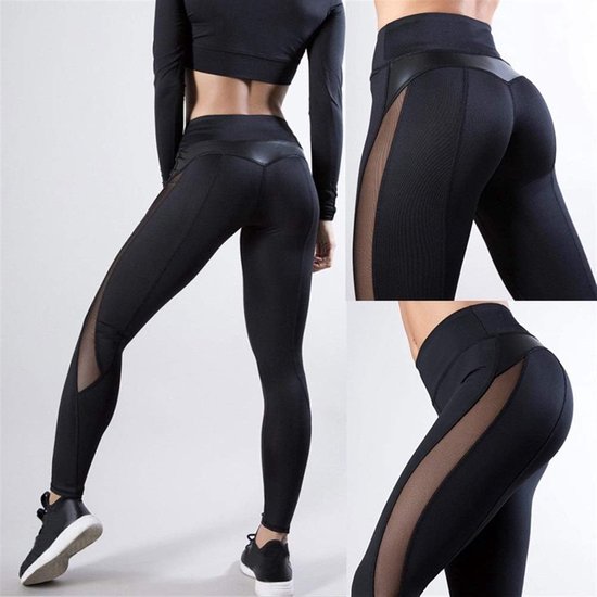 Sexy yoga broek - Sportlegging - Yoga - mesh naadloze - Fitness Gym - Scrunch Butt - Dames Legging - Sportkleding broek - Fashion legging - Broeken - Gym Sports - Legging Fitness Wear - High Waist - zwart - maat M