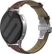 Luxe leren smartwatch bandje - geschikt voor Samsung Galaxy Watch 1 46mm / Galaxy Watch 3 45mm / Gear S3 Classic & Frontier - donkerbruin