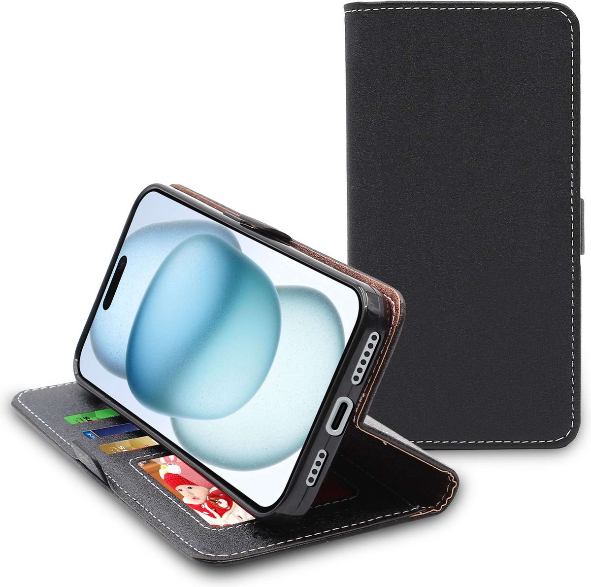 ebestStar - Hoes geschikt voor iPhone 15 Plus Apple, Wallet Etui, Book case hoesje, Zwart