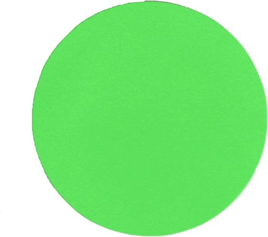 Kleine ronde limegroene vloersticker op witte achtergrond.