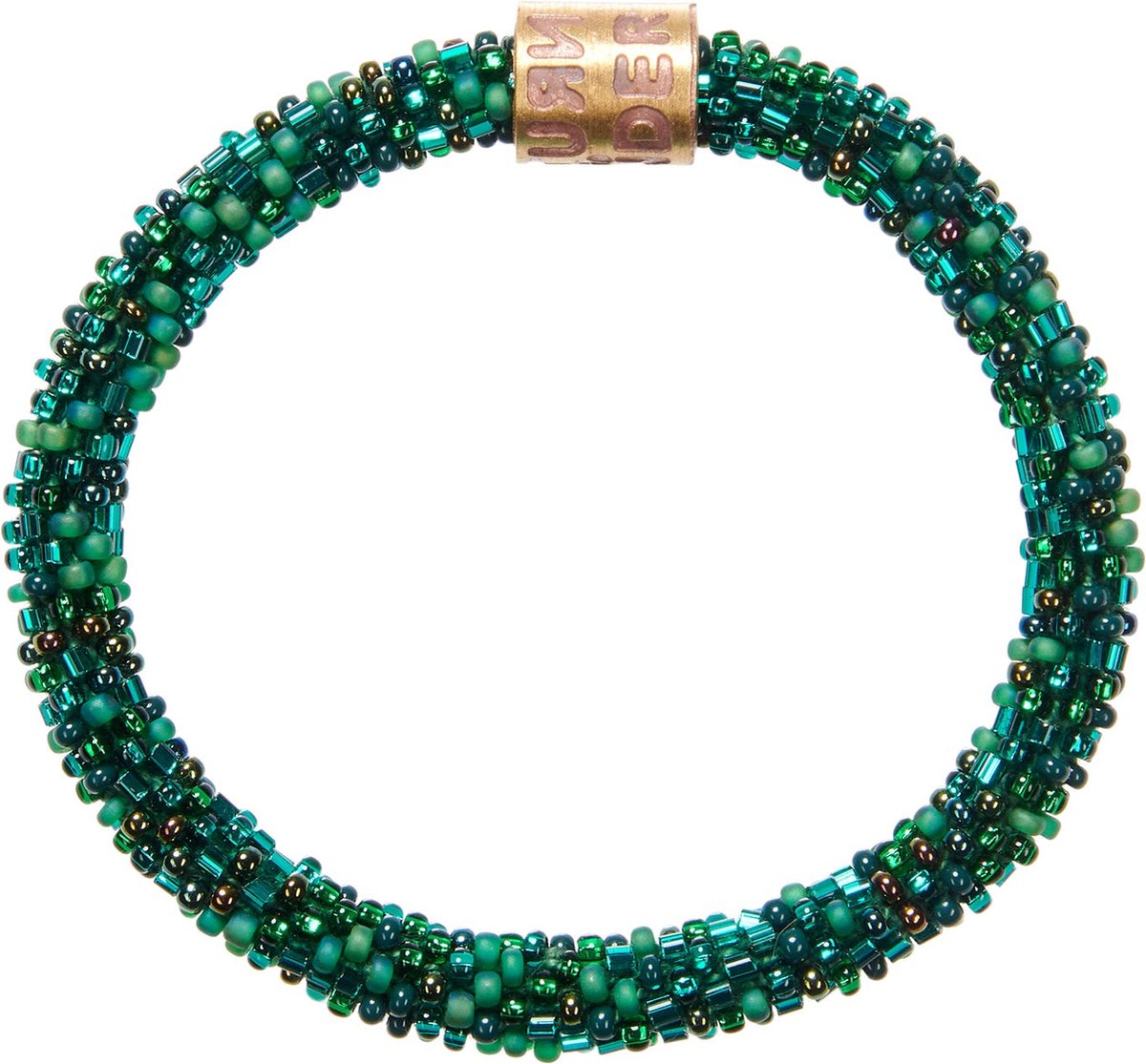 Return to Sender | Armband roll on groen met glazen kralen - kralenarmband Ø 7 cm