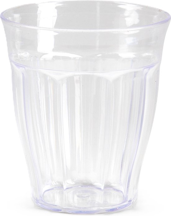 Plasticforte camping servies van kunststof - 8x dinerborden 25 cm en 8x drinkbekers 250 ml - transparant - onbreekbaar — afbeelding 3